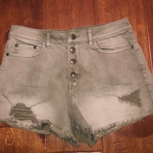 Ripped denim high rise shorts